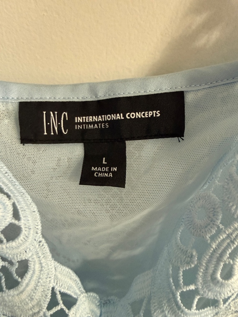 Worthington Light Blue Lace Short Robe with Waist Tie - Picture 2 of 6